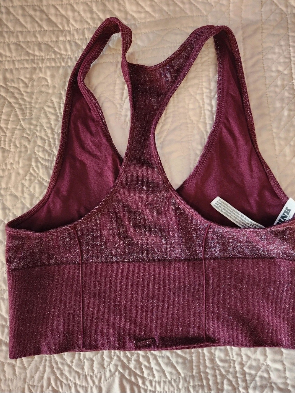 PINK Victoria's Secret Shimmery Wine Racerback Bralette - Picture 2 of 7